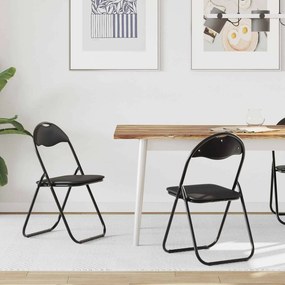 vidaXL Πτυσσόμενη Καρέκλα 2 pcs Μαύρο 48 x 43,5 x 81 εκ. Τεχνητό Δέρμα
