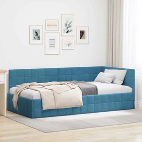 vidaXL Κρεβάτι Γωνίας με κεφαλάρι Μπλε 90 x 200 cm Βελούδο