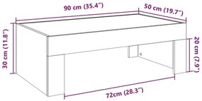 Τραπεζάκι Σαλονιού Infinity LED Μαύρο 90x50x30 εκ. - Μαύρο