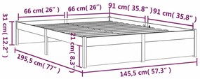 ΠΛΑΙΣΙΟ ΚΡΕΒΑΤΙΟΥ ΚΑΦΕ ΜΕΛΙ 140 X 190 ΕΚ. ΑΠΟ ΜΑΣΙΦ ΞΥΛΟ 814932