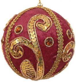 Χριστουγεννιάτικη Μπάλα 50190214 10cm Bordo-Gold