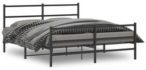vidaXL Πλαίσιο Κρεβατιού με Κεφαλάρι/Ποδαρικό Μαύρο 150x200εκ. Μέταλλο