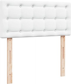 vidaXL Κρεβάτι Boxspring με Στρώμα Λευκό 90x190εκ. από Συνθετικό Δέρμα