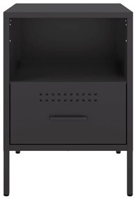 vidaXL Κομοδίνα 2 τεμ. Μαύρα 36x39x50,5 εκ. Χάλυβα