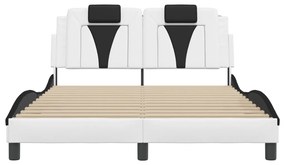 vidaXL Πλαίσιο Κρεβατιού με LED Λευκό/Μαύρο 120x200εκ. Συνθετικό Δέρμα