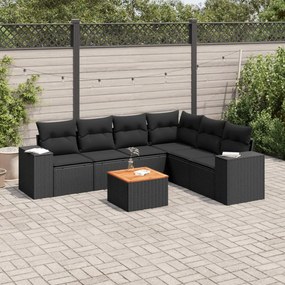 vidaXL Patio Sofa Set 7-θέσια Black