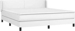 vidaXL Κρεβάτι Boxspring με Στρώμα Λευκό 160x200εκ.από Συνθετικό Δέρμα