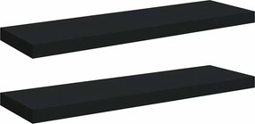 vidaXL Ράφια Τοίχου 2 τεμ. Μαύρα 80x23,5x3,8 εκ. MDF