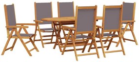 vidaXL Σέτ φαγητού για κήπο 7 pcs Ανθρακί Μασίφ ξύλο ακακίας