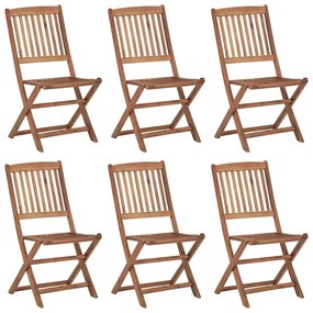 Καρέκλες Κήπου Πτυσσόμενες 6 τεμ Μασίφ Ξύλο Ακακίας &amp; Μαξιλάρια - Λευκό