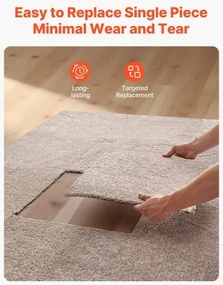 VEVOR Carpet Tiles 457x457 mm, 10 Pack Carpet Square Rug Detachable &amp; Damage-free, Self Adhesive Home Floor Soft Plush Padded for 2.1㎡ Coverage, Easy DIY for Living Room &amp; Bedroom, Light Brown