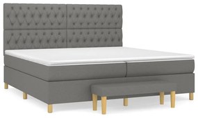 Κρεβάτι Boxspring με Στρώμα Σκούρο Γκρι 200x200 εκ. Υφασμάτινο - Γκρι