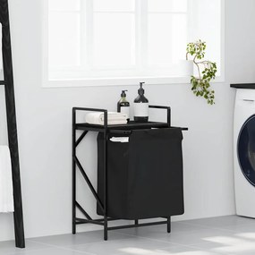 vidaXL Καλάθι Απλύτων με 1 Θήκη και Ράφι, Μαύρο Δρυς
