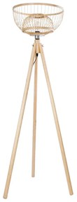 01986 GloboStar® POPPY 01986 Boho Επιδαπέδιο Φωτιστικό Μονόφωτο 1 x E27 IP20 Μπεζ Ξύλο - Μ58 x Π58 x Υ141cm