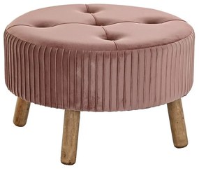 Υποπόδια DKD Home Decor Φυσικό Ξύλο Βελούδο Ανοιχτό Ροζ (61 x 61 x 38 cm)