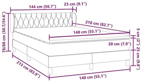 Κρεβάτι Boxspring με Στρώμα Μαύρο 1140x210 εκ. Βελούδινο - Μαύρο