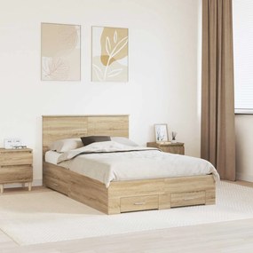 Σκελετός Κρεβατιού Δρύς Sonoma 135 x 190 cm Επεξεργασμένο ξύλο