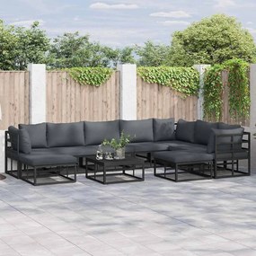 vidaXL Σετ Καναπέ Κήπου 9 pcs Μαύρο Αλουμίνιο