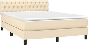vidaXL Κρεβάτι Boxspring με Στρώμα Κρεμ 140x200 εκ. Υφασμάτινο