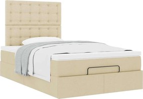 vidaXL Οθωμανικό κρεβάτι με στρώμα Cream 120x200cm ύφασμα