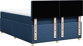 vidaXL Κρεβάτι Boxspring με Στρώμα Μπλε 140x190 εκ. Υφασμάτινο