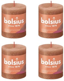 Bolsius Κεριά Κύλινδρος Ρουστίκ Shine 4 τεμ. Ρουστίκ Ροζ 80 x 68 χιλ.