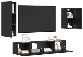 vidaXL Σετ επίπλου τηλεόρασης 4 pcs Μαύρη δρυς 30.5 x 30 x 90 cm
