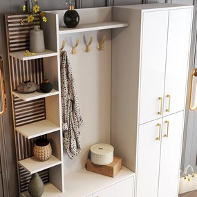 Έπιπλο Εισόδου Λευκό / Χρυσό VIYANA 150x35x202