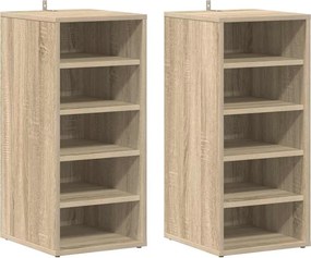 vidaXL Παπουτσοθήκες 2 τεμ. Sonoma Δρυς 31,5x35x70 εκ. από Επεξ. Ξύλο
