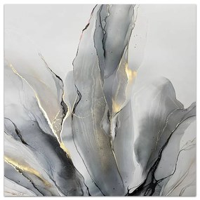 Πίνακας σε καμβά &quot;Abstract Grey Leaves&quot; Megapap ψηφιακής εκτύπωσης 100x100x3εκ.