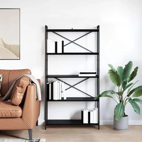 vidaXL Ράφι Βιβλίων Μαύρη Οξυά 80 x 30 x 155 εκ Επεξεργασμένο ξύλο
