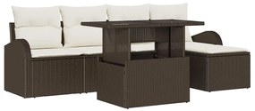 vidaXL Σετ Καναπέ Κήπου με μαξιλάρι 6 pcs Καφέ Πολυ ράταν