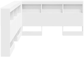 vidaXL Κεφαλάρι Αποθήκης με ράφι Λευκό 140 cm Επεξεργασμένο ξύλο