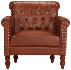 vidaXL Πολυθρόνα Καφέ από Γνήσιο Δέρμα Κατσίκας