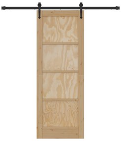 vidaXL Συρόμενη Πόρτα με Σετ Εξαρτημάτων 73.5x198.5 cm Συμπαγές Ξύλο Πεύκου