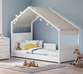 Παιδικό κρεβάτι MONTES WHITE  με τέντα μπεζ MW-1301-1008  90x200εκ. Cilek