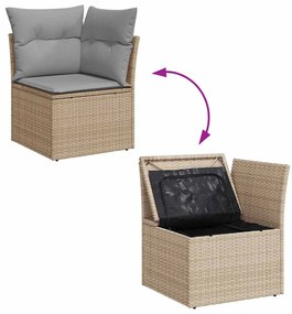 vidaXL Σετ Καναπέ Κήπου με μαξιλάρι 6 pcs Μπεζ Πολυ ράταν