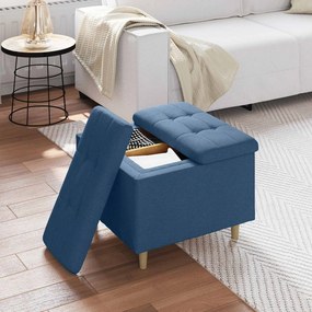 vidaXL Οθωμανό με Αποθηκευτικό Χώρο Μπλε 60 x 60 x 45 cm ύφασμα