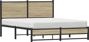 vidaXL Σκελετός Κρεβ. Χωρίς Στρώμα Sonoma Δρυς 150x200 εκ. Μεταλλικό