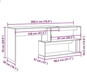 ΓΡΑΦΕΙΟ ΓΩΝΙΑΚΟ ΤΕΧΝΙΤΗΣ ΔΡΥΣ 200,5X50X76 ΕΚ ΕΠΕΞΕΡΓΑΣΜΕΝΟ ΞΥΛΟ 855957