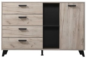 ΚΟΜΟΤΑ-ΜΠΟΥΦΕΣ Umbria 3K4F Γκρί Δρύς - Μαύρο 137x40x90 εκ. 137x40x90 εκ.