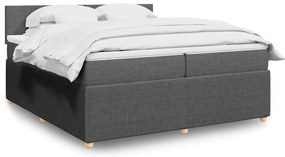 vidaXL Κρεβάτι Boxspring με Στρώμα Σκούρο Γκρι 200x200 εκ. Υφασμάτινο
