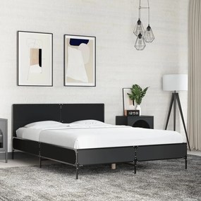 vidaXL Πλαίσιο Κρεβατιού Μαύρο 140 x 190 εκ. Επεξ. Ξύλο &amp; Μέταλλο