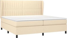 vidaXL Κρεβάτι Boxspring με Στρώμα Κρεμ 200x200 εκ. Υφασμάτινο