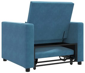 vidaXL Καναπές Κρεβάτι Μονό με τροχούς Μπλε 90 x 165 x 87 εκ. Βελούδο