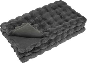 vidaXL Αντιολισθητική Ψεύτικη Γούνα Κουβέρτα Olite Σκούρο Γκρι