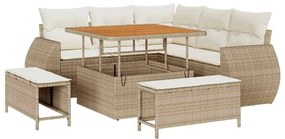 vidaXL Σετ Καναπέ Κήπου 8 pcs Μπεζ συνθετικό ρατάν