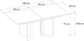Τραπέζι Lava Megapap χρώμα rota oak - ανθρακί 180x90x76,8εκ.