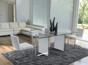 Τραπέζι Chromed Free Shining painted extralight glass 180x90x76 - Grey finishing oak