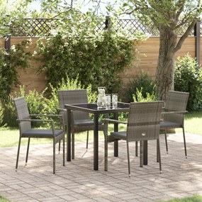 vidaXL Σετ Καρεκλών Κήπου 4 με μαξιλάρι 5 pcs Γκρι 80 x 80 x 73 εκ